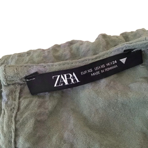 Zara Dress Sz XS Green Mini Babydoll Coquette - Picture 9 of 9